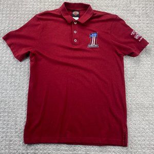 Harley Davidson Motorcycles Polo Shirt Men Medium M Red Embroidered Edmonton AB